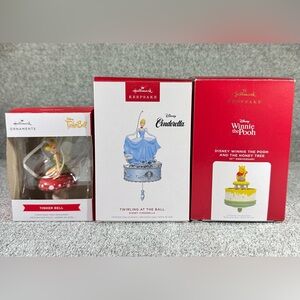 Lot 3 Disney Hallmark Various Christmas Ornaments Pre-Owned